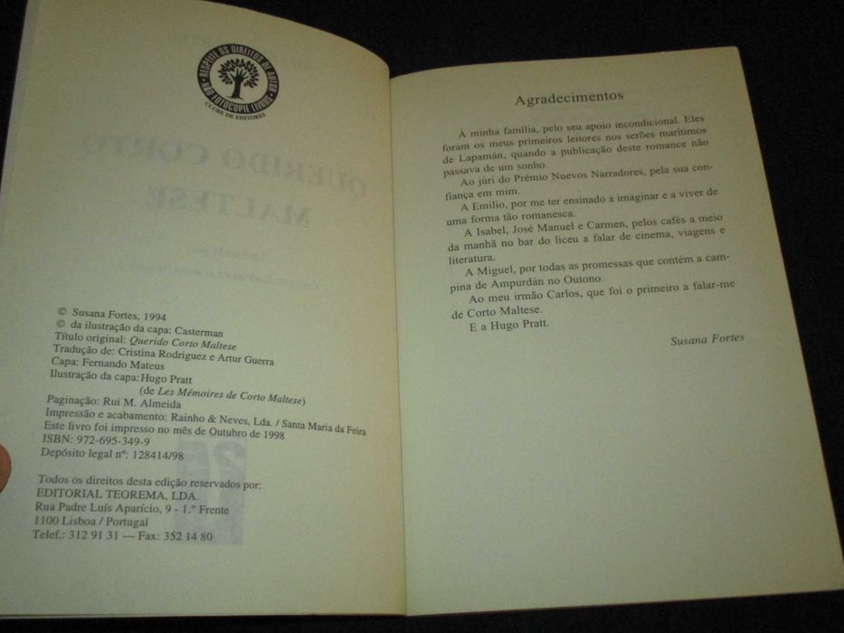 Livro Querido Corto Maltese Susana Fortes