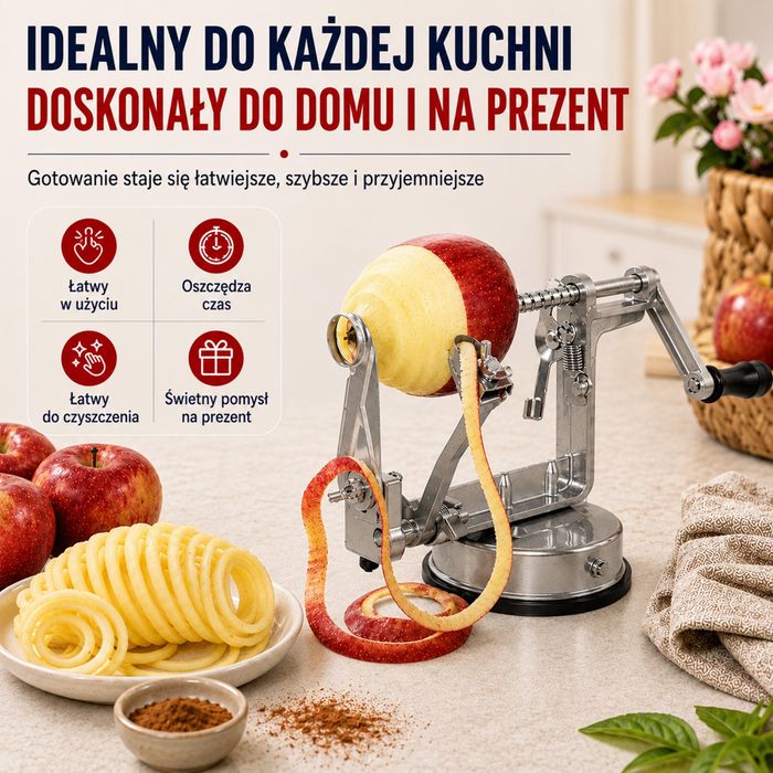 Obieraczka do jabłek GOODS+GADGETS 3w1 – obiera, kroi i usuwa gniazda nasienne