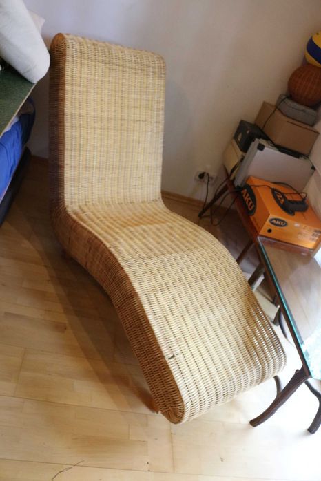 Fotel relaksacyjny, leżanka, szezlong, wiklinowy