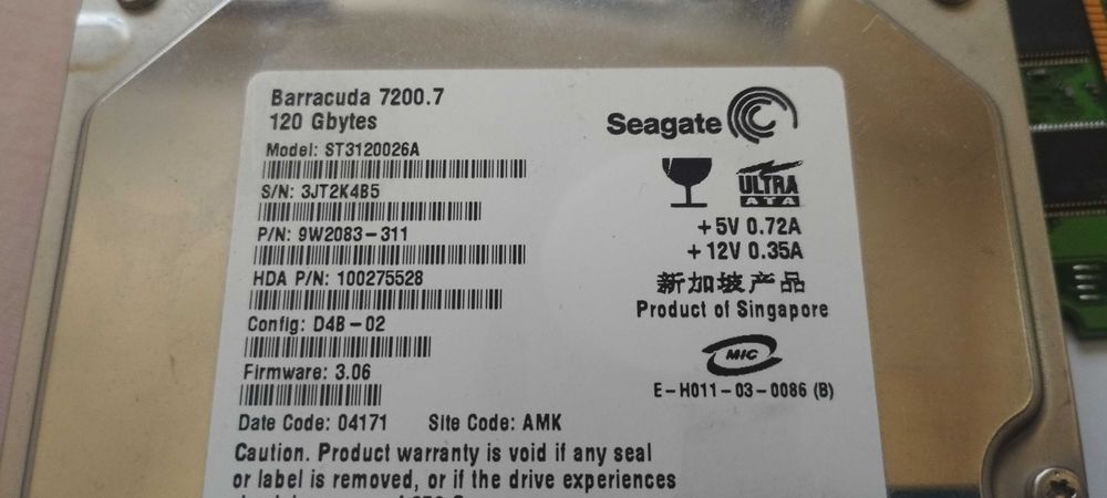 Dysk Barracuda 120GB plus pamięć DDR