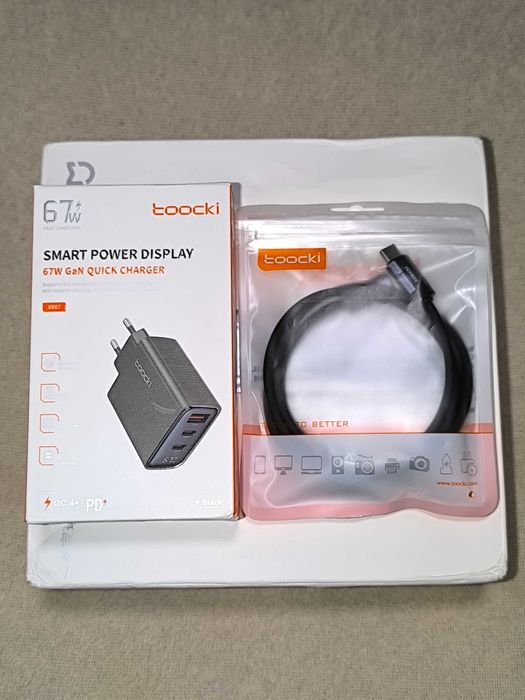 PD Toocki GaN 67W LED умная зарядка + кабель 60W + Подарок !