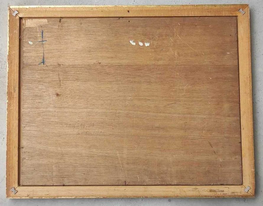 Aldeia no Inverno - Óleo sobre painel - Pintura antiga - Quadro