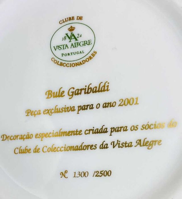 Bule Garibaldi Vista Alegre Clube de colecionadores 2001