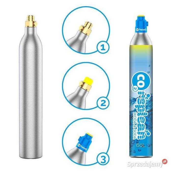 PUSTELNIK Butla nabój od RĘKI co2 do m.in. Philips Sodastream Dafi