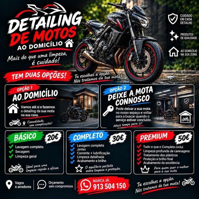 Detailing e limpeza moto