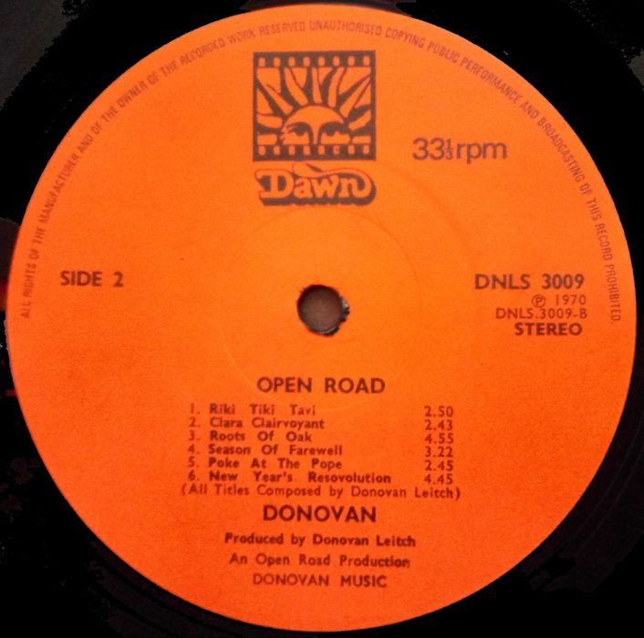Donovan	- - - - -	Open Road	- - - - -	LP