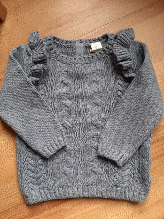 Sweter gruby grafitowy H&M 5% wełna 74