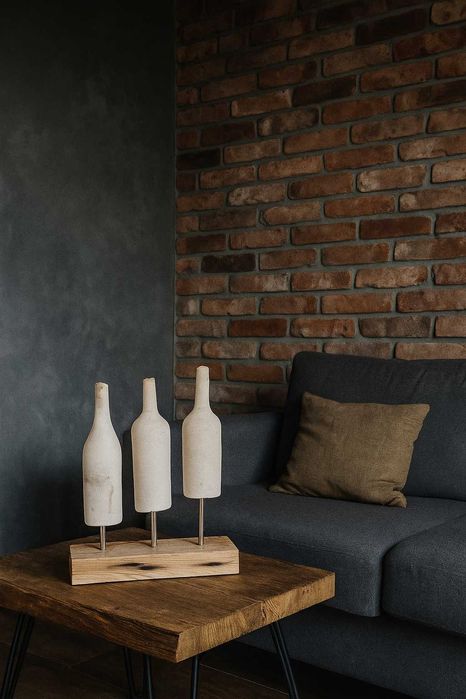 Ozdoba beton drewno butelki podstawa drewniana