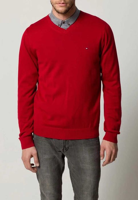 Tommy Hilfiger męski sweter wełniany z wełny oryginalny L