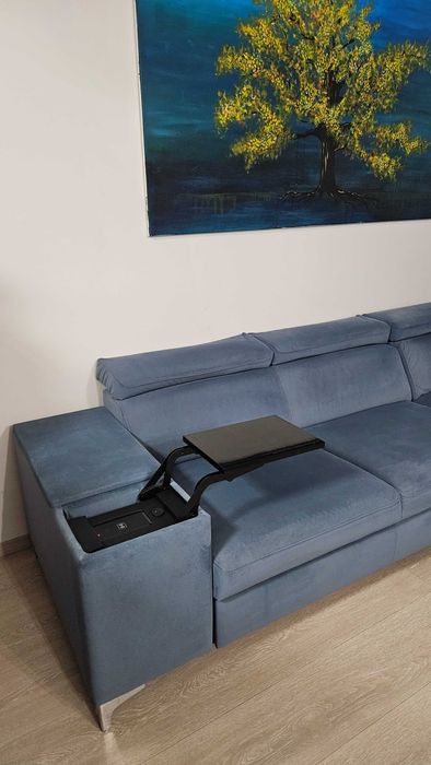 Zadbany, nowoczesny Narożnik – tkanina Aquaclean/ funkcja spania