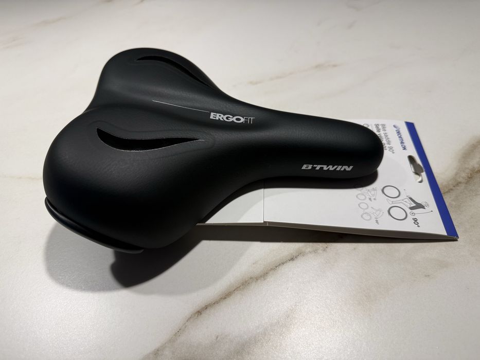 Siodełko rowerowe 90° żelowe ERGOFIT Decathlon czarne