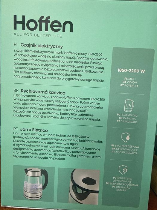 Czajnik elektryczny hoffen 1,7 l