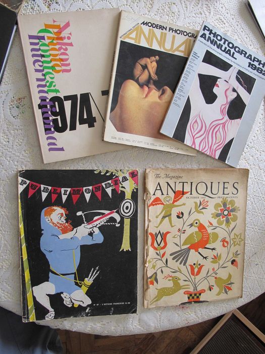 Revistas antigas de fotografia, antiguidades e publicidade