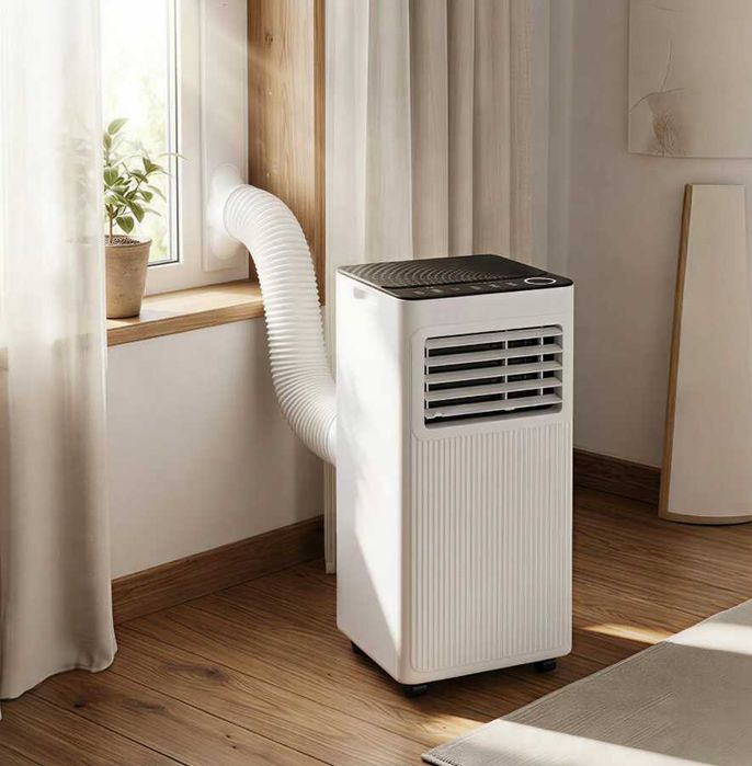 Ar condicionado portátil 9000 BTU, unidade de frio vertical 3 em 1 controlo remoto modos de frio/desumidificação/ventilador