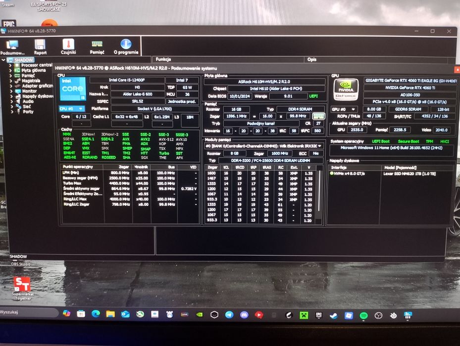 Gamingowy PC | RTX 4060 Ti | i5-12400F | 16GB RAM | 1TB NVMe |
