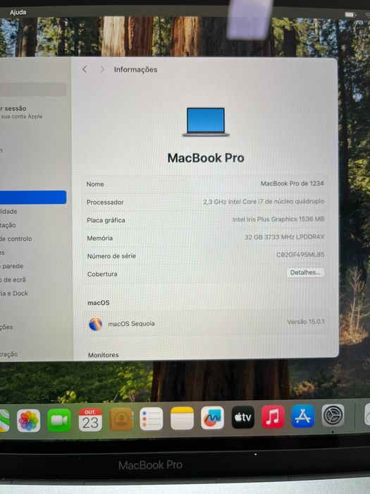 Macbook Pro 2020 13" TouchBar i7 QuadCore 32GB RAM 500GB SSD NOVO