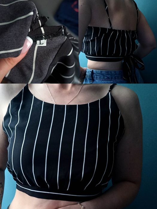 Top crop top w paski L
