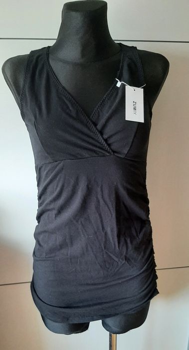 Bluzka koszulka czarna na szerokich ramiączkach