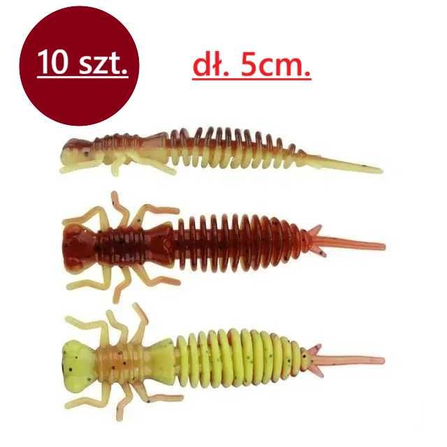 Przynęty sztuczne gumy. Larwy ważki -paskudy. 10 szt.- 5 cm. komplet.