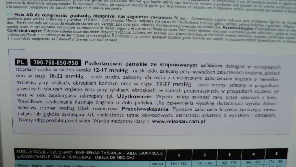 Podkolanówki ucisk. RELAXSAN BASIC PLUS 140 DEN, klasa ucisku 2, roz.2