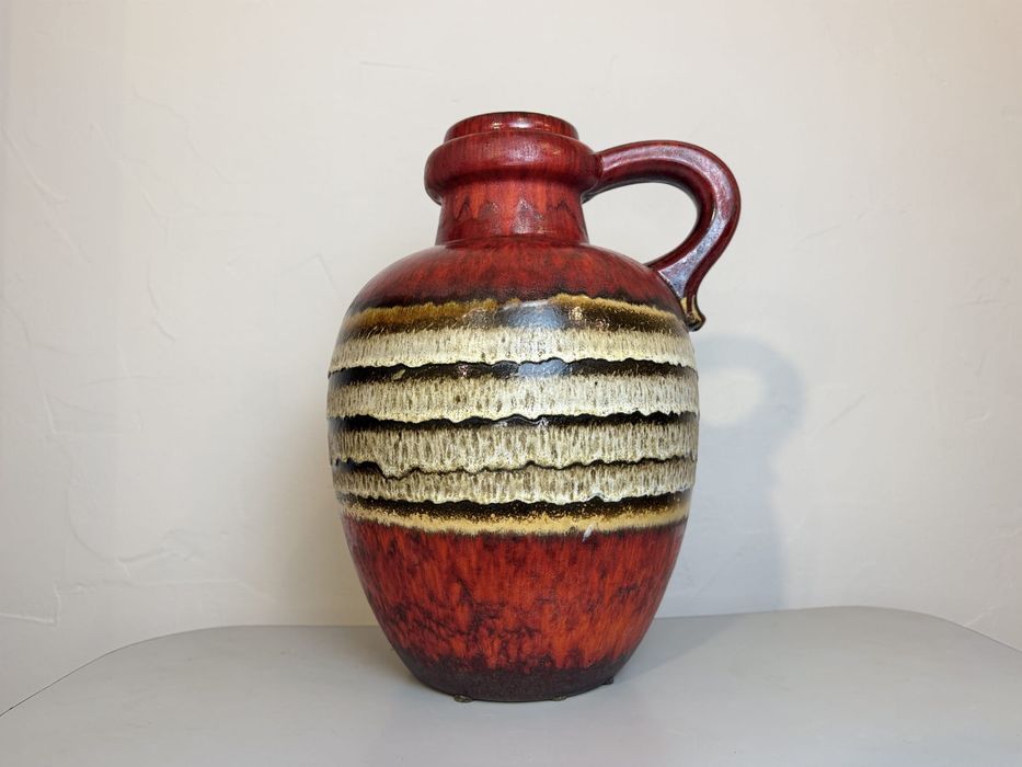 Czerwono-biały ceramiczny wazon Scheurich 486-48. Fat Lava