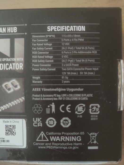 ASUS TUF Gaming ARGB PWM Fan Hub, Kontroler wentylatora, Czarny