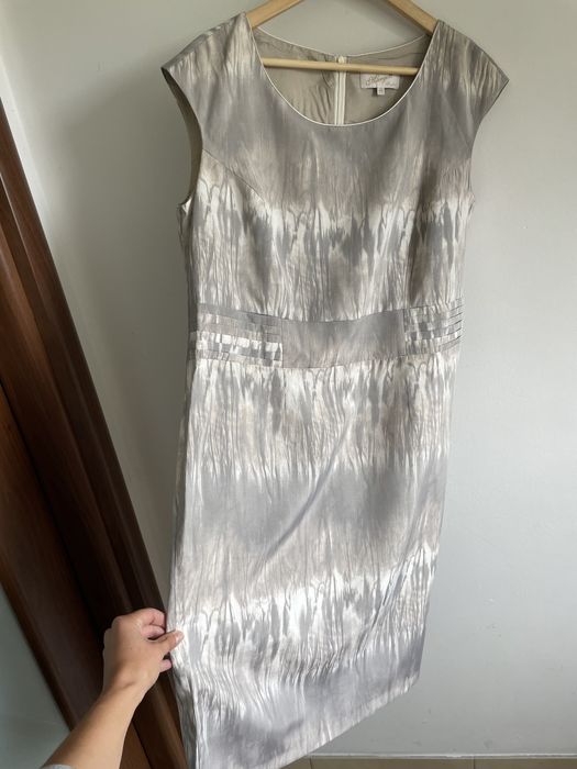 Duzy rozmiar 46 elegancka klasyczna sukienka cieniowana