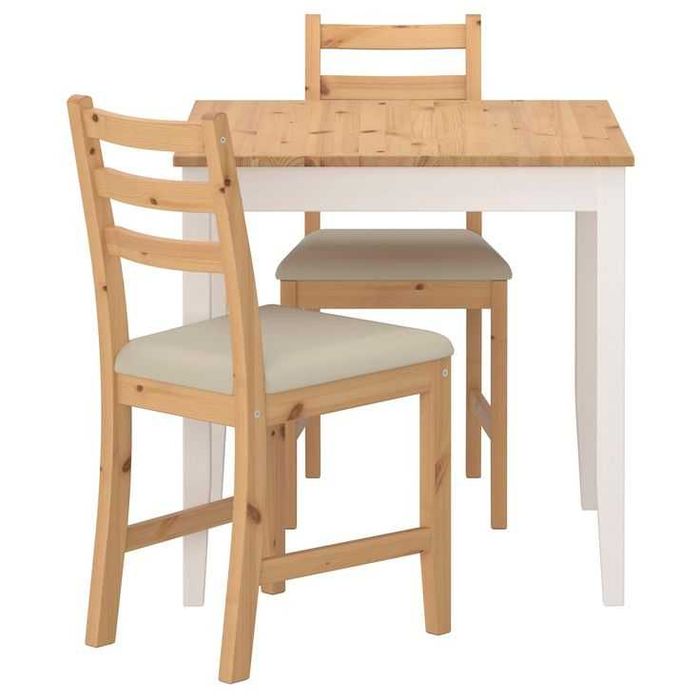 Stół IKEA LERHAMN + 2 krzesła – drewno, stan bardzo dobry
