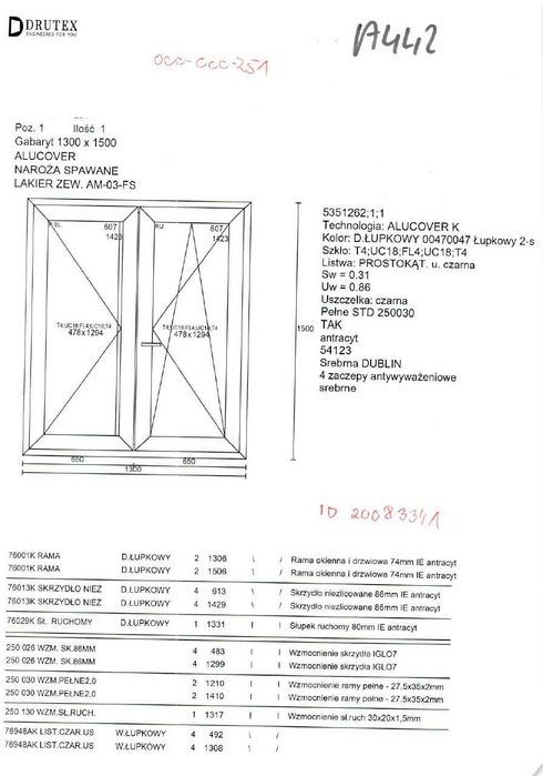 Okno DRUTEX Iglo Energy ALUCOVER– 1300x1500 – Outlet – Transport Gratis A442