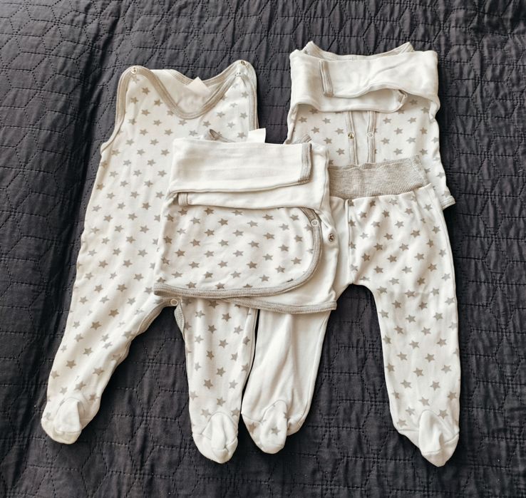 Zestaw śpiochy body kaftanik spodenki 68