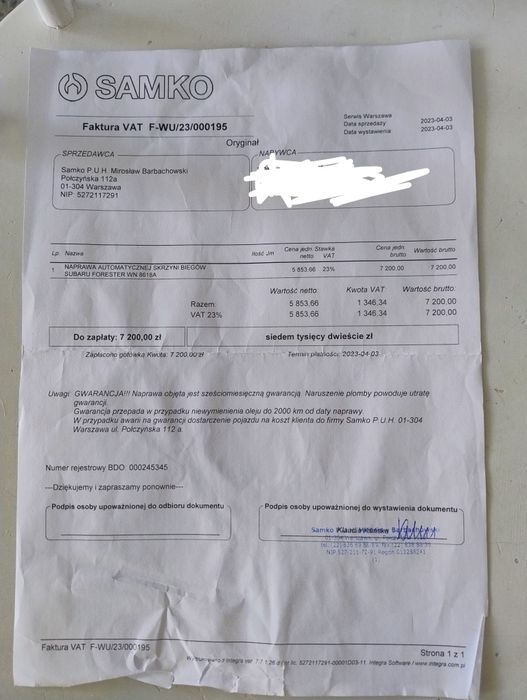 Subaru Forester SG XT 2.0  skrzynia biegów automatyczna