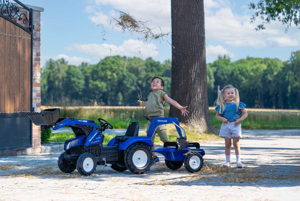 OGROMNY ciągnik FALK traktor na pedały NEW HOLLAND 3-7 3090Y KOPARKA