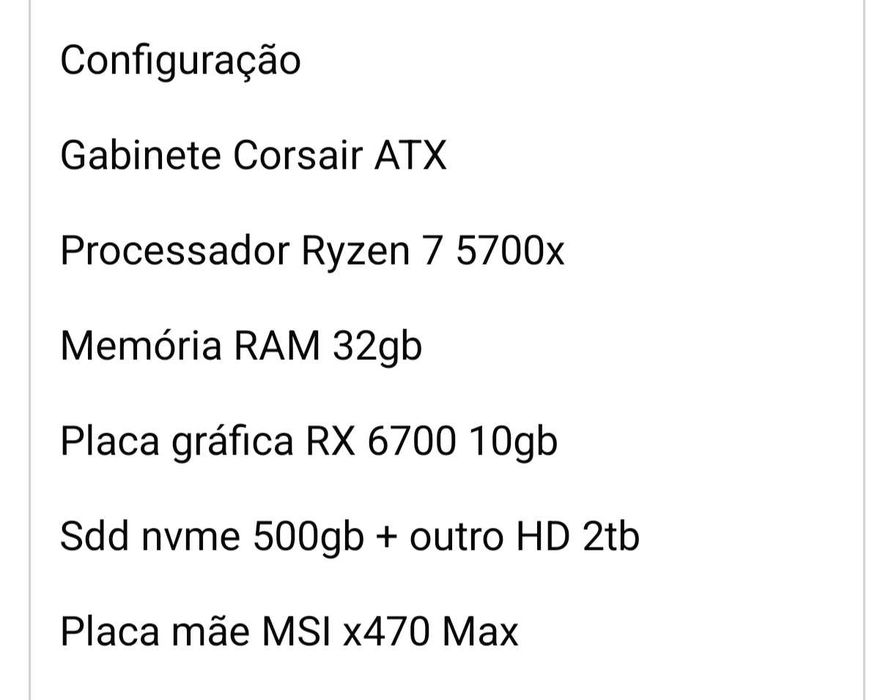 PC Gaming – Ryzen 7 + RX 6700 10GB + 32GB RAM