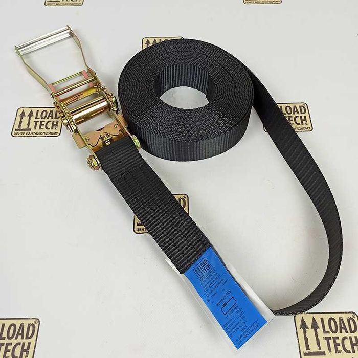 Стяжной ремень кольцевой черный для грузоперевозки крепления храповик