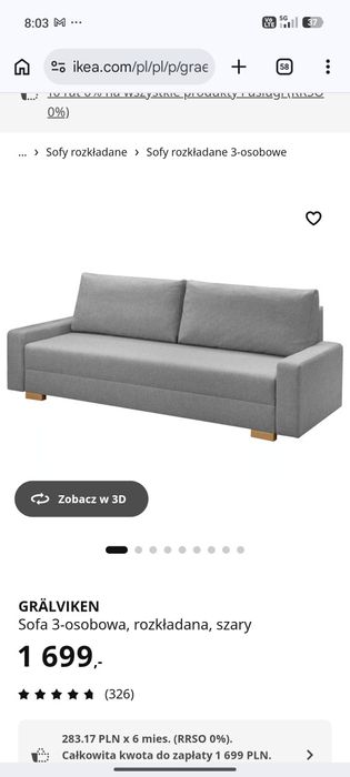 Sofa 3 osobowa rozkładana