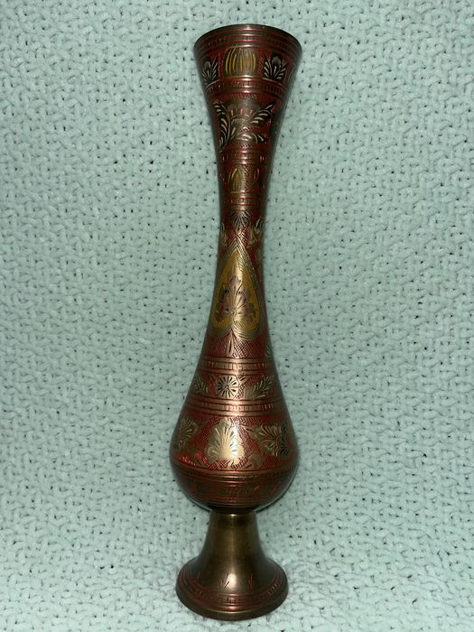 індійська латунна ваза з ручним розписом