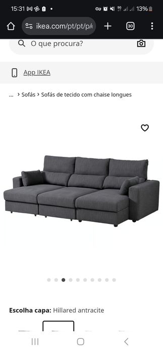 Sofá-cama IKEA EKILSTUNA, cinza, por €250 (original €799).