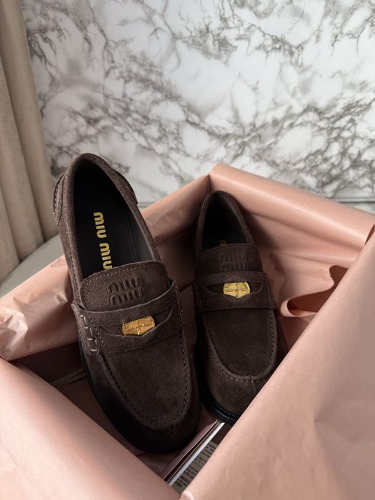 Mokasyny Miu Miu Brown Suede
