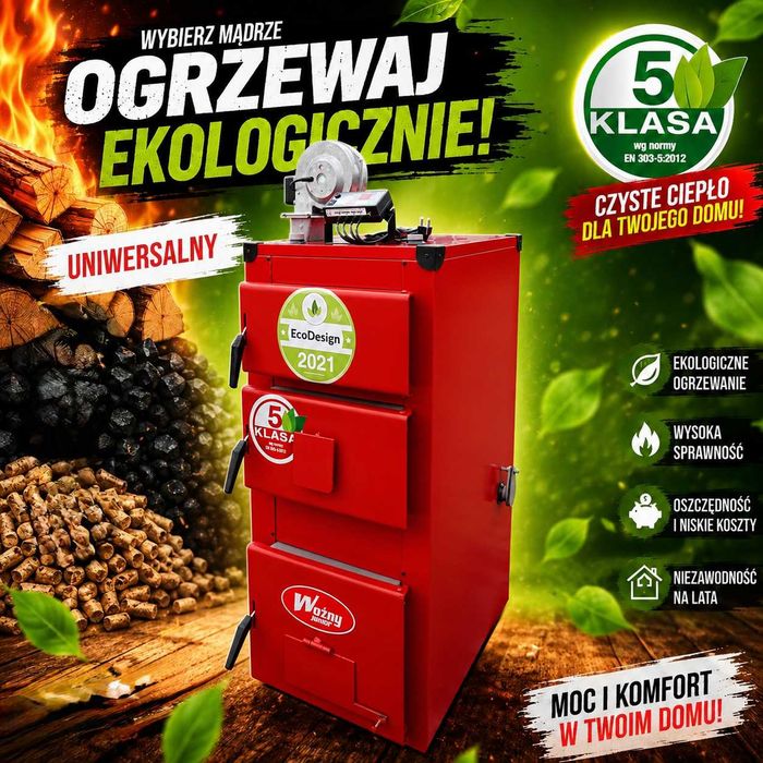 Kocioł piec 5 KLASA 35KW 220-300m2 UNI dostawa 0zł WĘGIEL!GRATISY!