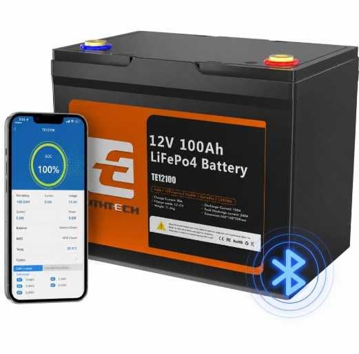 LiFePO4 12V/100Ah Акумулятор CyperOcean з BMS 100 А Інвертор Комплекти АКБ Инвертор Аккумулятор