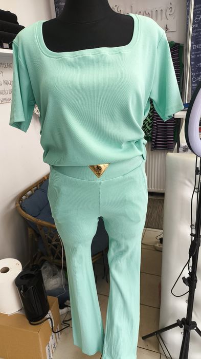 La mu piękny komplet prążek dres bawełna rozm S m l