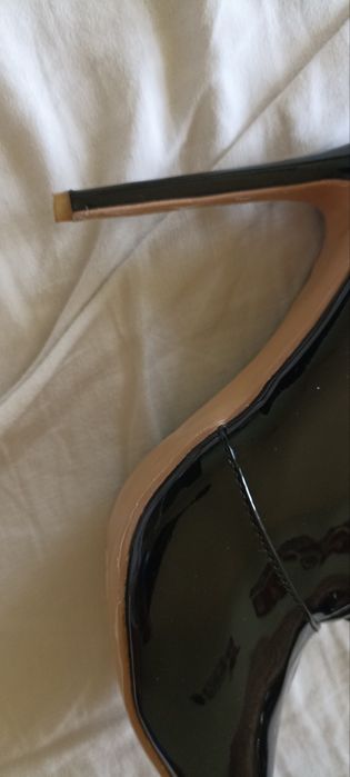 Czarne lateksowe seksowne kozaki za kolano sznurowane z suwakiem 41 42