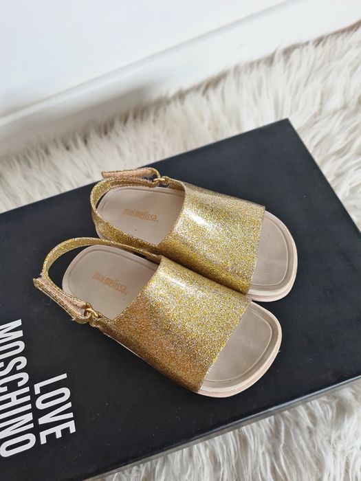 Mini Melissa 25 26 15cm sandały klapki dziecięce meliski gumowe złote