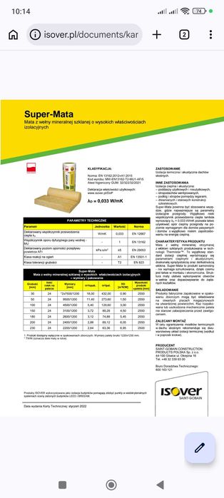 Wełna mineralna Isover