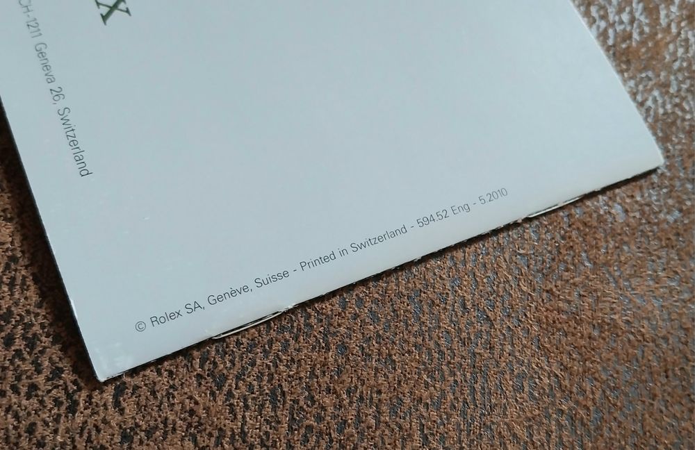 Rolex Submariner booklet em Inglês 05.2010