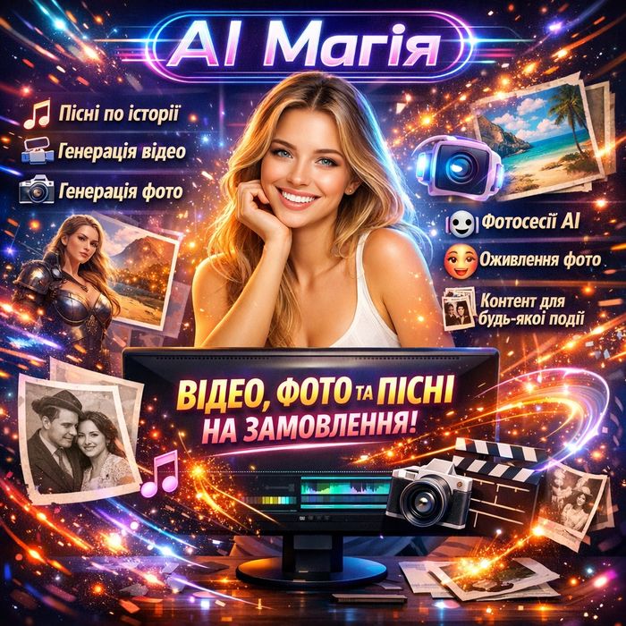 ШІ , АІ контент, генерація відео фото пісні на замовлення, живе фото