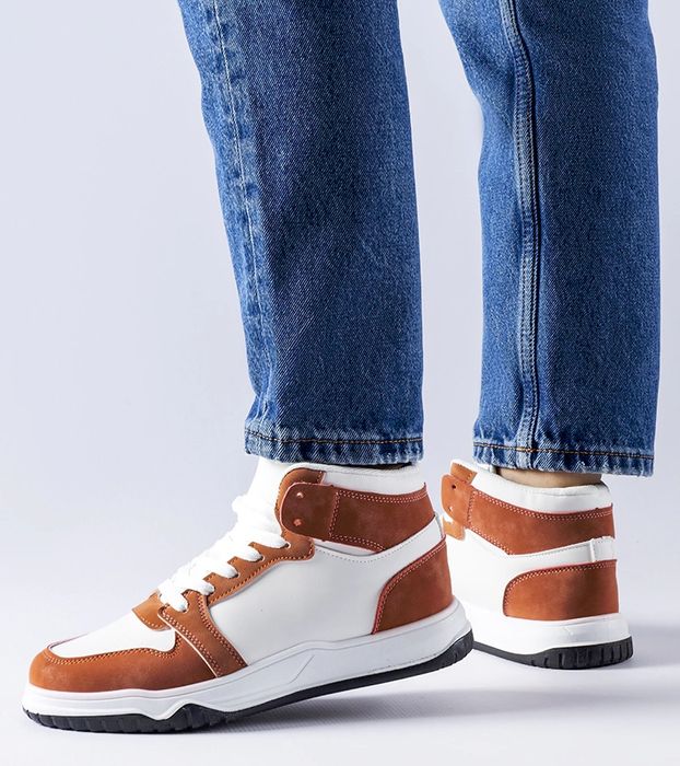 Biało-brązowe sneakersy za kostkę Elizabeth