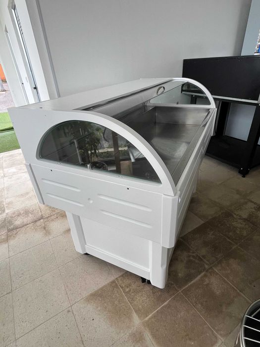 Expositor de peixe com fabricador de gelo semi-novo