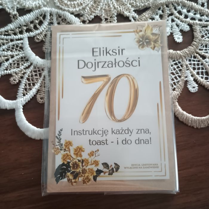 Naklejki na butelki 70 lat urodziny 10szt 70-te urodziny