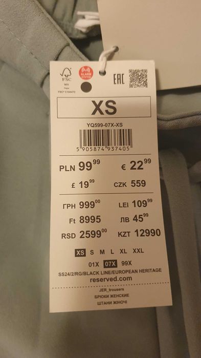 Spodnie nowe Reserved xS w pasie 60cm